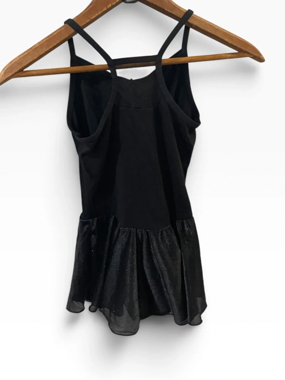 Moret Kids Black Sparkle Skirted Dance Leotard with Rhinestone Detail Size 8/10